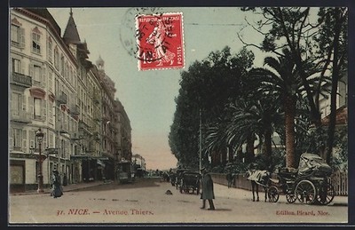 Nice, Avenue Thiers, Strassenbahn, Ansichtskarte 1909 