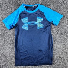 Under Armour Tech Big Logo Printed Short-Sleeve T-Shirt Blue Boys Size Youth S