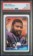 1988 TOPPS #157 CHRIS DOLEMAN PSA 5 AUTO 8