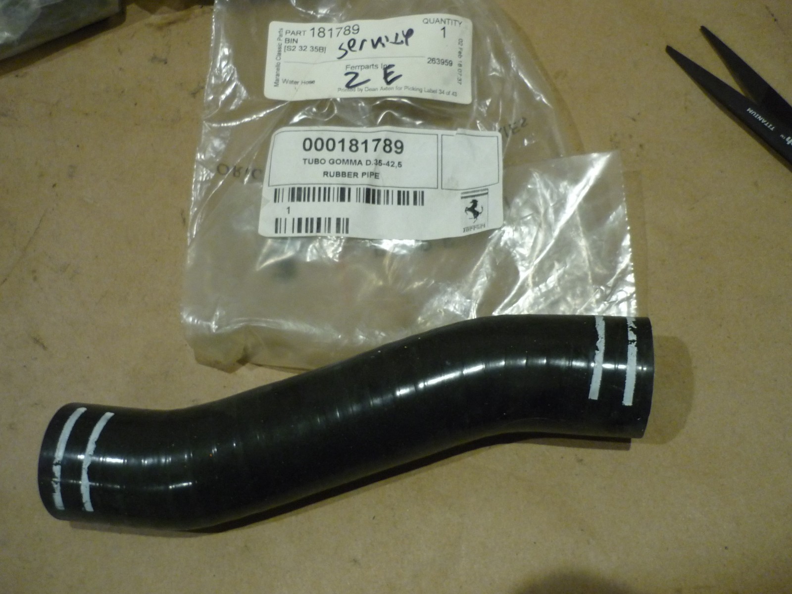 Ferrari 360  - Rubber Pipe/Water Hose  -P/N 181789