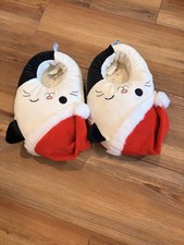Squishmallow Christmas Cat Theme Slippers Size 4-5 Kids EUC