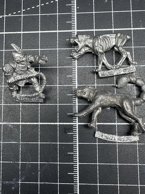 Warhammer Citadel Dark Elf Whelp Master And Chaos Hounds C22 MM73 Metal OOP