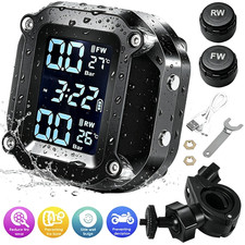 Motorcycle TPMS Wireless Tyre Pressure Monitoring System LCD Display Waterproof
