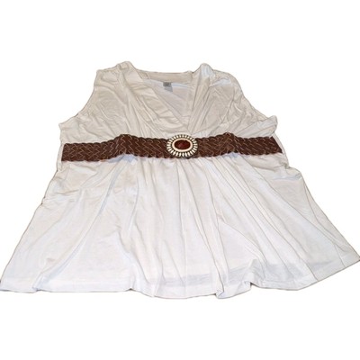 Avon Cream Gem Accented  Belted Knit  Top 2X NWOT