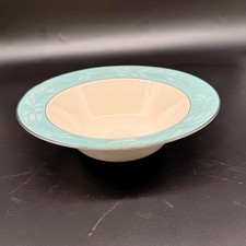 Vintage Homer Laughlin Romance 9.75  Serving Bowl Cavalier Eggshell Turquoise