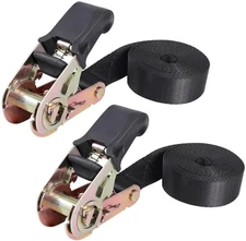 Black Endless Ratchet Straps Heavy Duty Tie Down Straps(1in x 8ft-2pcs)