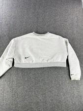Nike Women  s Cropped Sweatshirt Size XL Gray Waffle Oversized Baggy Athleisure