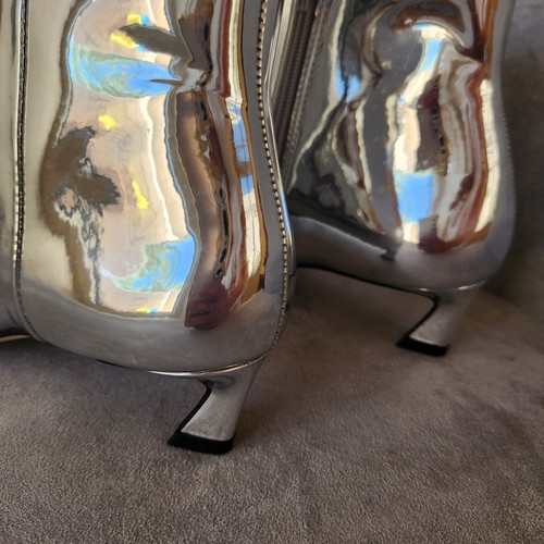 Stivaletti Gianni Bini 8 argento specchio Georgina gattino a punta metallizzato nuovi 140€ - Foto 14 di 15