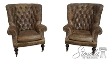 70005: Pair LILLIAN AUGUST Large Tufted Back Wing Chairs