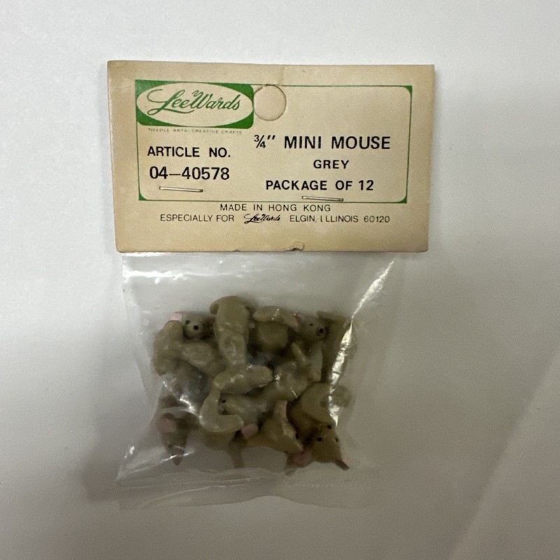 Vintage LeeWards 12 Piece MINI MICE 3/4” Craft Supplies 