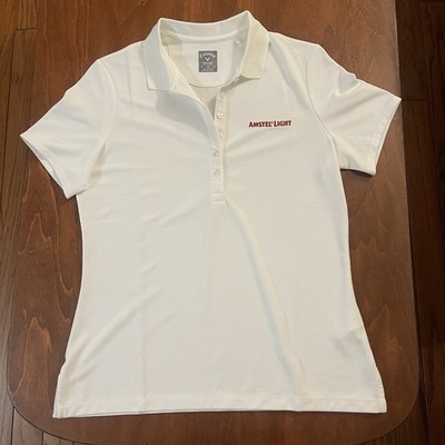 White Callaway Women s Golf Polo Shirt Size Medium With Amstel Light Logo