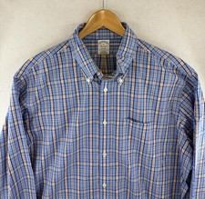 Brooks Brothers Regent XL Mens Blue Orange Check Supima Cotton Non-Iron Shirt