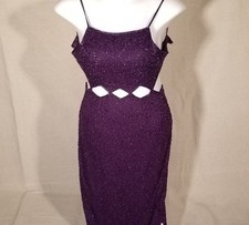Plum full length sequin gown NWOT