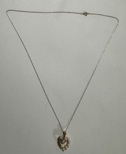 10k Yellow Gold Heart Pendant Necklace 19” Long w/ Pearls & Diamonds 2.1 Grams 1925.45 per troy oz