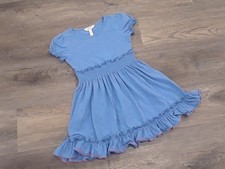 EUC Matilda Jane girls size 6 lap dress heather blue perfectly paired pink trim