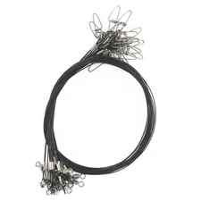 20pcs Heavy Duty Fishing Leaders: 19" Stainless Steel Wire Leaders Black with...