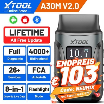 2026 XTOOL A30M BT OBD2 Diagnosegerät Bidirektional Wireless Scanner 26+ Reset