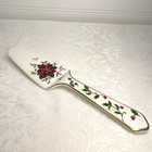 Mikasa Pie Cake Server Holiday Delight Poinsettia Christmas Holly Bone China