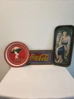 Coca Cola Vintage Trays And Foil Framed Wall Hanging Used