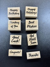 Retired Stampin Up Rubber Stamp Set Sentiments Birthday Thanks Congrats 1997 8