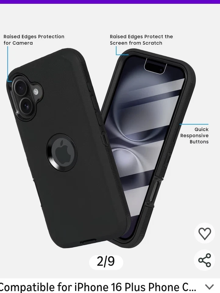 Kewtary For Iphone 16 Plus Phone Case With 180 Degree Rotatable Holster Clip... - Image 3 of 4