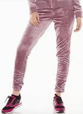 Juicy Couture Glitter Velour Track Pants Ruched Women Size Large Pink
