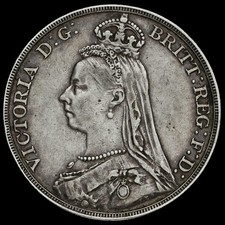 1890 Queen Victoria Jubilee Head Silver Crown, VF+