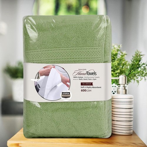 Premium Hand Towels 100% Combed Ring Spun 600 GSM Extra Large16x28 Towels ~ - Foto 17 di 31