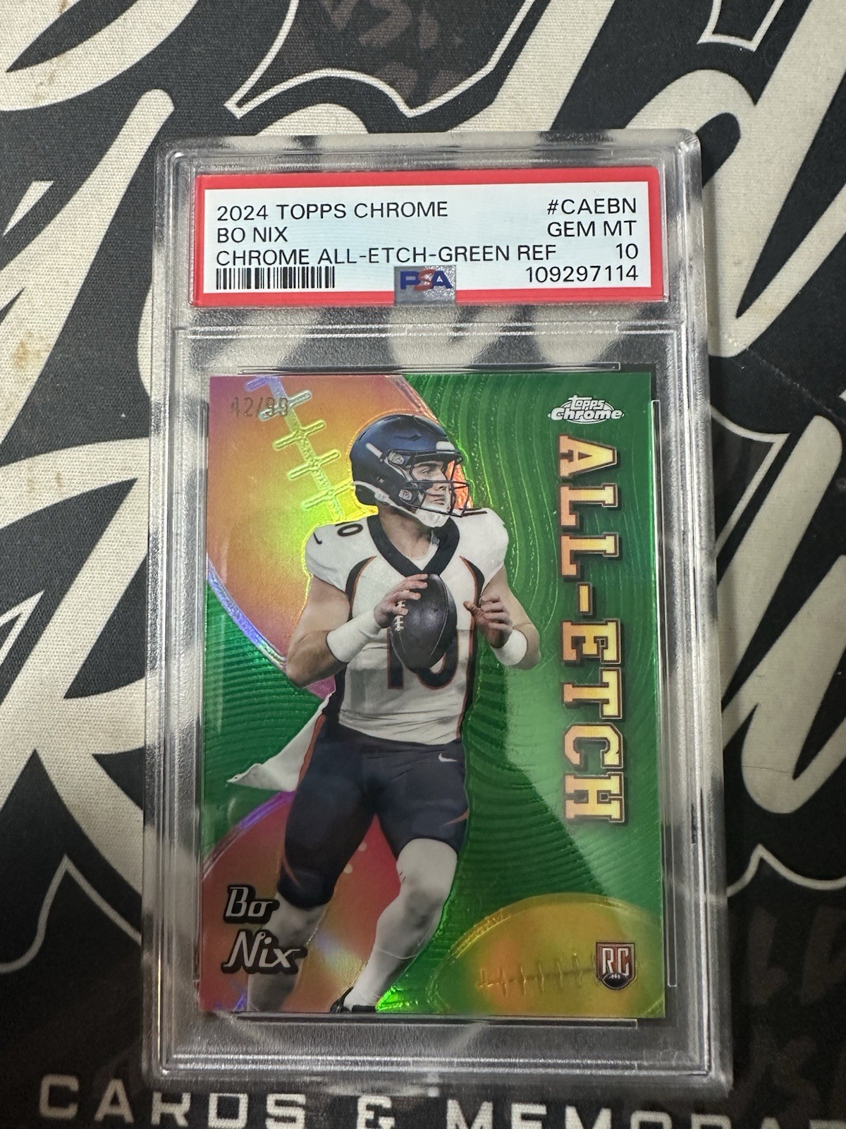 Bo Nix Topps Chrome All-Etch #CAEBN Green Refractor