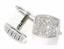 3.20Ct Round Cut Lab Created Diamond Men's Gift Cufflinks 14K White Gold Plated