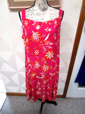 CHAPS-PINK/MULTI-FLORAL-SLEEVELESS-SQUARE NECK-FIT &FLARE DRESS-SIZE-10-NEW