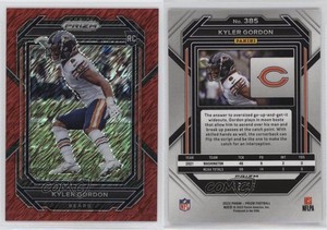 2022 Panini Prizm Rookies Red Shimmer Prizm /35 Kyler Gordon #385 Rookie RC