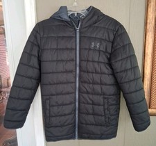 Under Armour Black Puffer Hooded Coat Jacket Youth XL Cold Gear