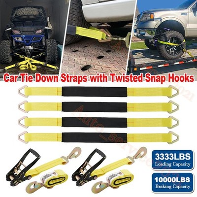 SPARKWHIZ Car Tie Down with Twisted Snap Hooks 3333 lbs Heavy-Duty Tow Straps