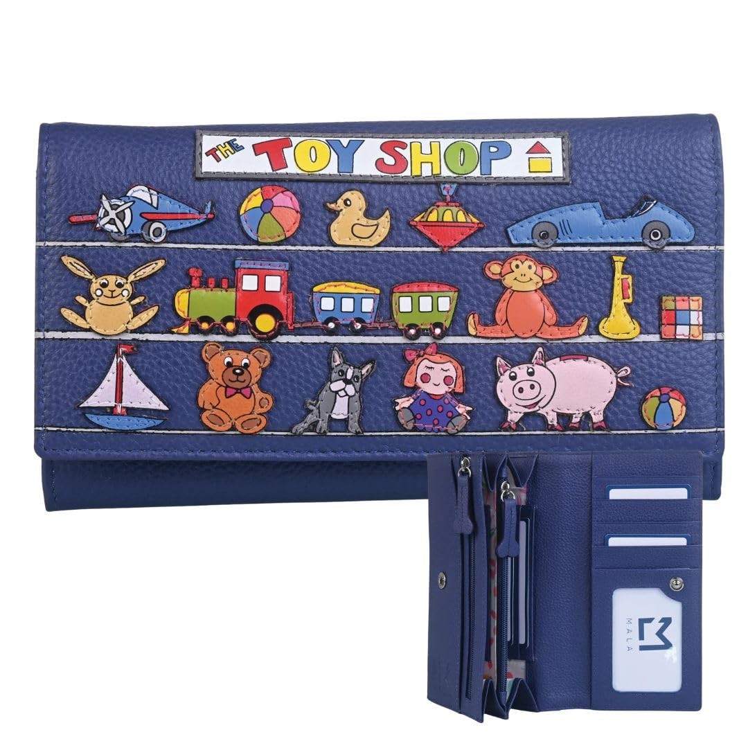 *sale RRP 45 - Mala Leather Beau Bulldog Toy Shop Matinee Purse RFID Leather