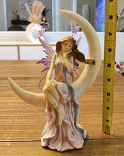 8"H Fairy Swing on the Moon Resin Statue Fantasy Figurine Room Decor
