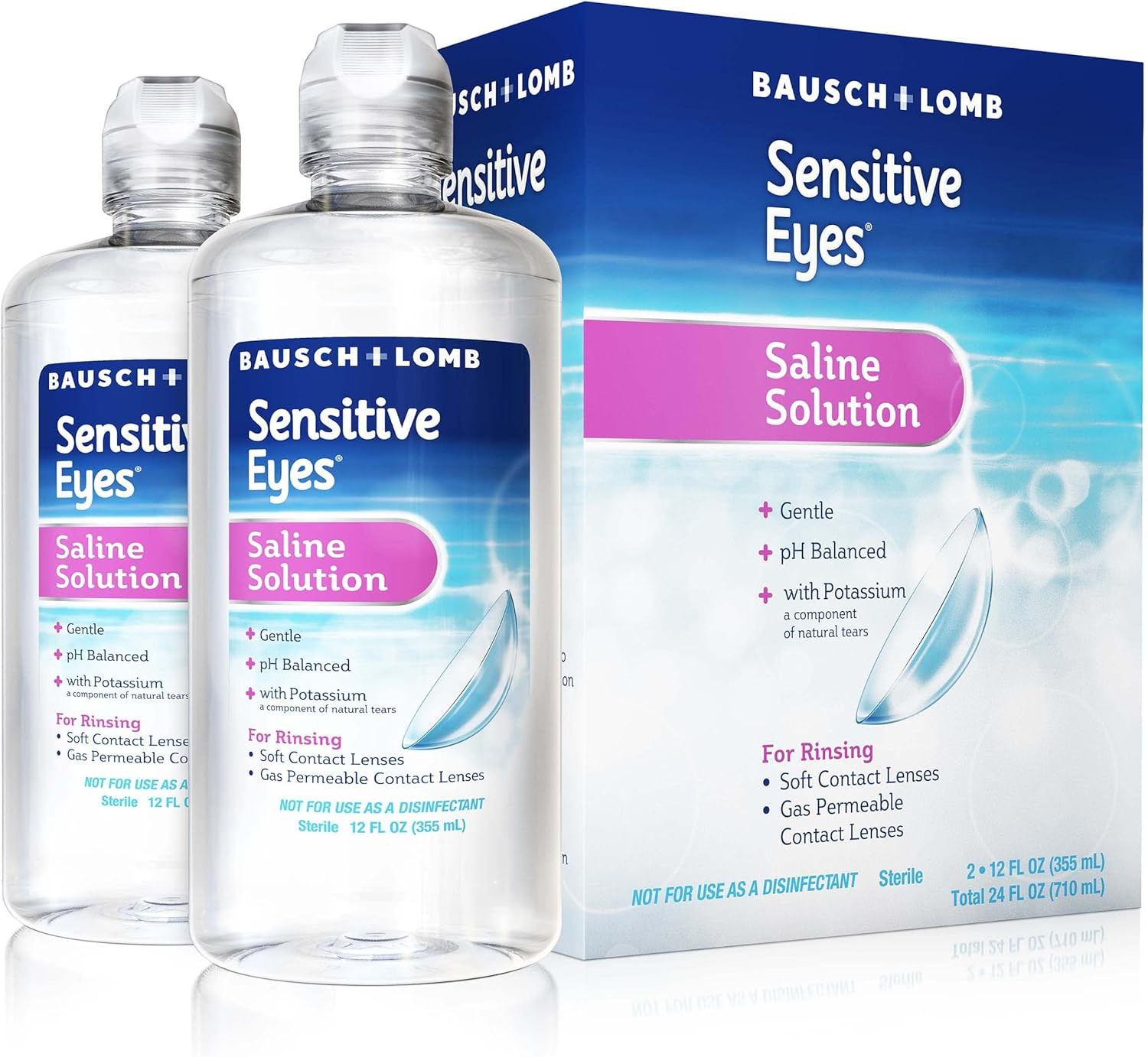 Bausch + Lomb Sensitive Eyes Saline Solution, 12 Fl Oz (Pack of 2)