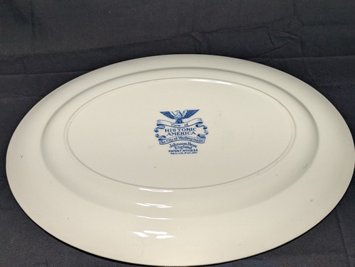 Vintage Johnson Bros Historic America Blue Platter And Vegetable Bowl Erie Dc - Picture 8 of 10