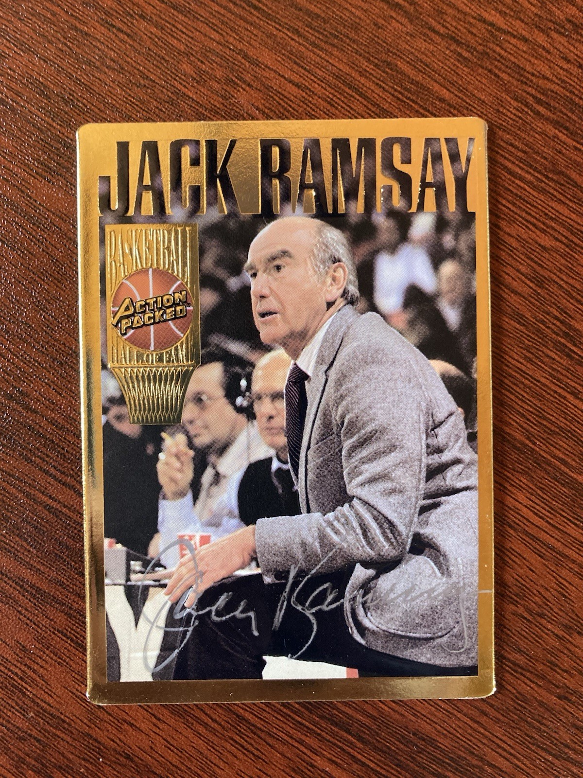 1995 Action Packed Basketball HOF Jack Ramsay #15 On Card Auto Portland Blazers