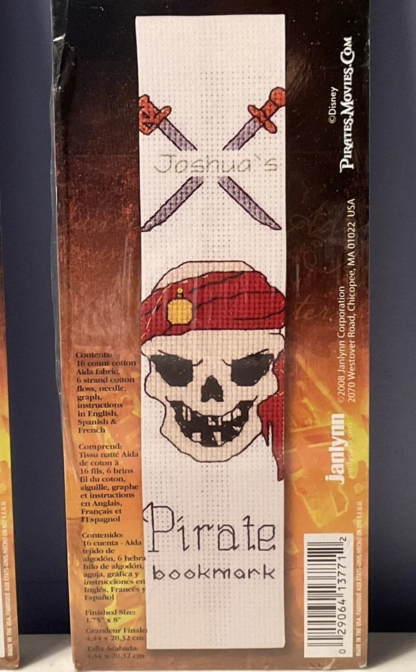 Janlynn DISNEY Pirates of the Caribbean Bookmark Lot of 2 Cross Stitch Kits - Image 2 of 3