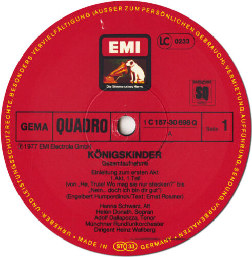 3LP HUMPERDINCK Konigskinder DONATH SCHWARZ DALLAPOZZA PREY RIDDERBUSCH WALLBERG - Picture 3 of 3