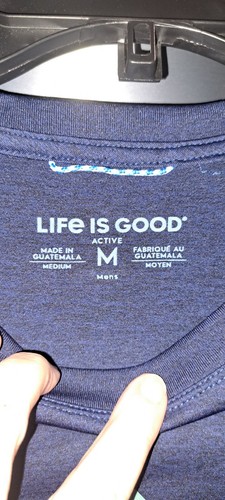 LIFE IS GOOD MENS TEE ACTIVE Performance TEE SNOWY MOUNT Med Navy Blue - Picture 3 of 8