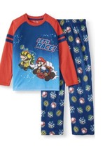 Nintendo Mario Kart Boys Blue Bowser  Mario Let's Race 2 Piece Pajamas Sz 4-5