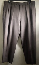 Pronto Uomo Dress Pants Mens 40X27 Wool Brown Pleated Front Straight Leg Cuffed