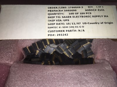 (20 PIECE LOT) SSW-106-01-G-D, SAMTEC, CONN RCPT .100'' 12POS DUAL GOLD RoHS