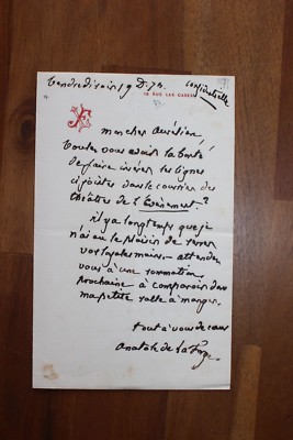   L.A.S. Anatole aus der Schmiede an Aurélien SCHOLL - bittet um Linien im Event