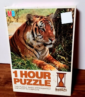Milton Bradley 1 Hour Jigsaw Puzzle Tiger Hour Glass Series Vintage 1987