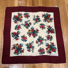 Tiffany Co 100 Silk Scarf Vintage 1986 Floral Flowers Red Made In Italy