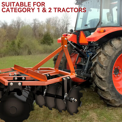 5 FT Notched Disc Harrow Plow Fits for Cat0&1 for Kubota BX LM25H WLM JD Tractor