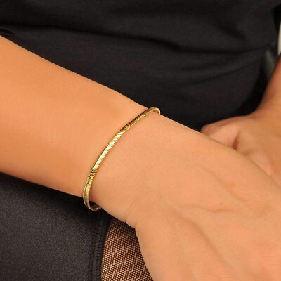 18K Yellow Gold Filled Hypoallergenic 2mm Snake Chain Bracelet